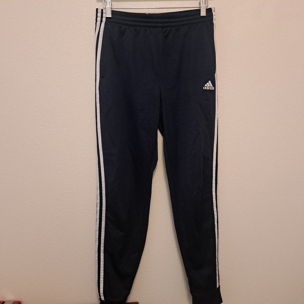 Adidas Kids Navy Blue White Striped Joggers Track Pants XL 18-20